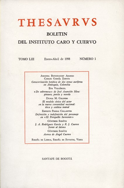 Revista Thesaurus. Tomo LIII N...