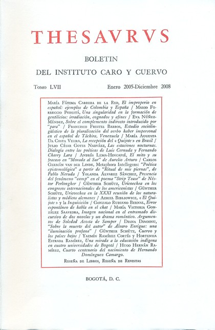Revista Thesaurus Tomo LVII.  ...