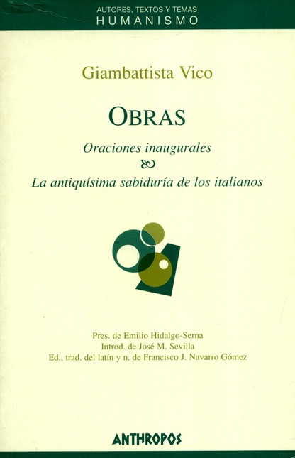 Obras G. Vico. Oraciones inaug...