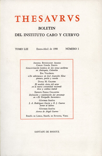 Revista Thesaurus. Tomo LIII N...