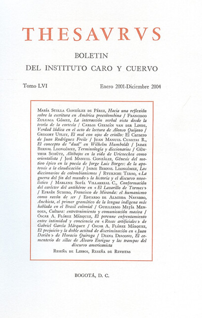 Revista Thesaurus Tomo LVI. En...