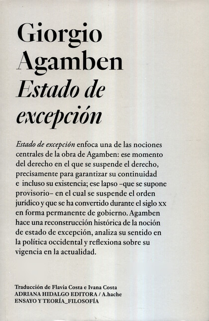 Estado de excepción. Homo sace...